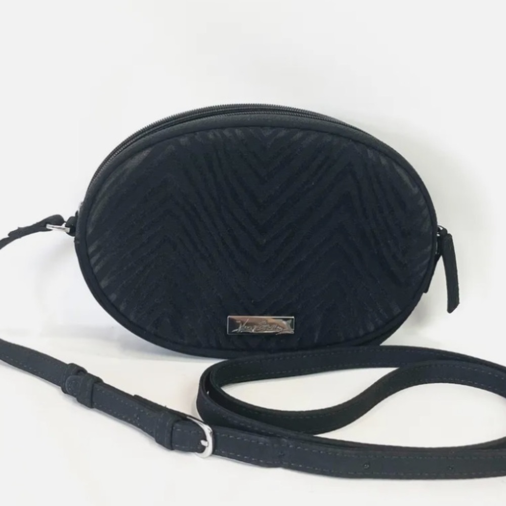 Vera Bradley Oval Black Velvet Crossbody Bag With Duster NWOT